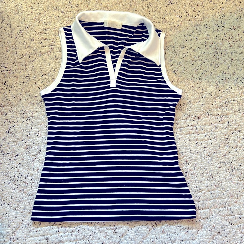 Sleeveless striped polo shirts